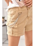 Women\'s shorts with side pockets, camel color 02900 - Online store - Boutique